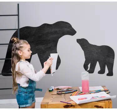 Chalkboard sticker playful bear silhouettes - TenStickers