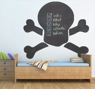 Chalkboard sticker skull and crossbones design - TenStickers