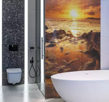 Cloudy sunset landscape shower screen decal - TenStickers