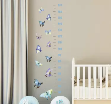 Colored butterflies height chart sticker - TenStickers