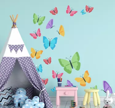 Colorful butterflies flying butterfly wall sticker - TenStickers