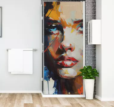 Colorful face painting shower screen decal - TenStickers