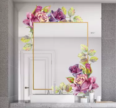 Colorful flowers mirror sticker - TenStickers