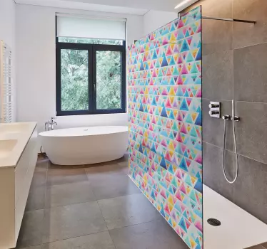 Colorful triangle shapes shower screen decal - TenStickers