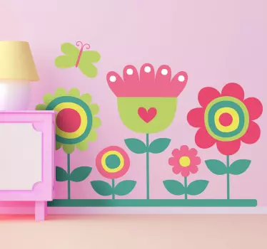 Colourful Garden and Butterfly Sticker - TenStickers