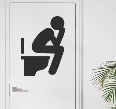 Comical Bathroom Figure door sticker - TenStickers