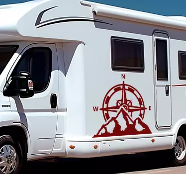 Compass and mountains design caravan decal - TenStickers