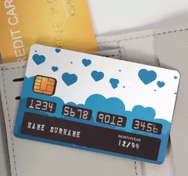 Credit card sticker cloud hearts design - TenStickers