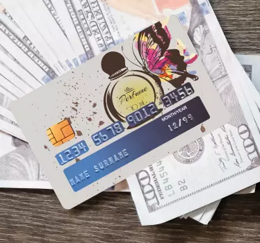 Credit card sticker perfume bottle butterfly - TenStickers