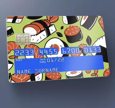 Credit card sticker sushi pattern design - TenStickers