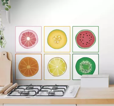 Cuisine wall sticker colorful fruit slices - TenStickers