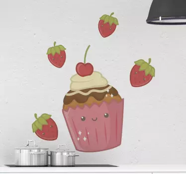 Cuisine wall sticker cute cupcake design - TenStickers