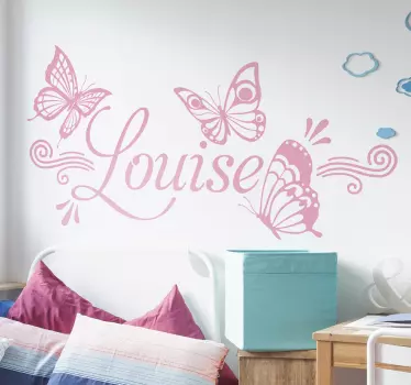 Personalised calligraphic name butterfly decal for children's roo - TenStickers