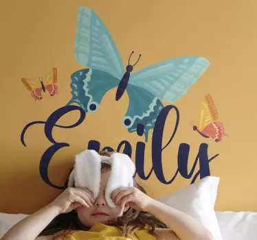 Custom name bicolor butterflies wall stickers - TenStickers