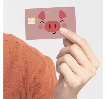 Cute happy pig farm animal credit card sticker - TenStickers