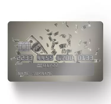 Dollars money rain bank card sticker - TenStickers