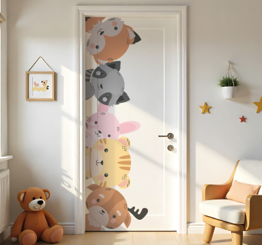 Door sticker forest animals for kids' room - TenStickers