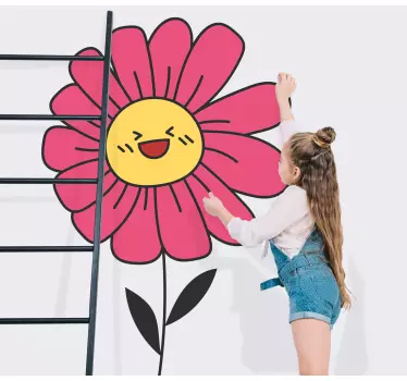 Door sticker smiling flower illustration - TenStickers