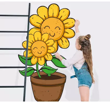 Door sticker smiling sunflowers decoration - TenStickers
