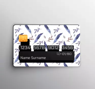 Elegant abstract watercolor feather  bank card sticker - TenStickers