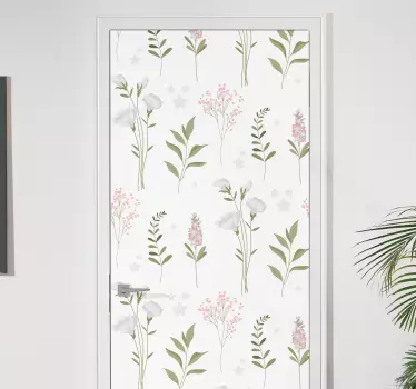 Floral beige design door sticker - TenStickers