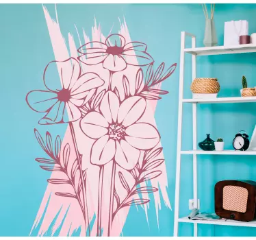 Floral minimalist design door sticker - TenStickers