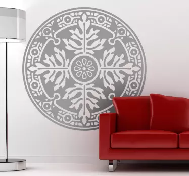 Floral Rosette Mural Wall Sticker - TenStickers