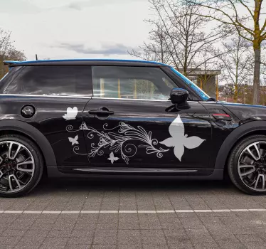 Flower and butterfly car decal - TenStickers