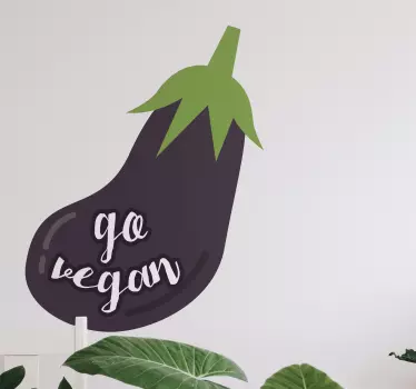 Fruit sticker go vegan eggplant - TenStickers