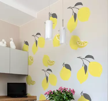 Fruit sticker lively lemon arrangement - TenStickers