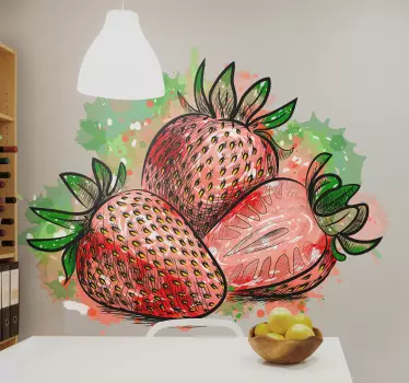 Fruit sticker vibrant strawberry trio - TenStickers