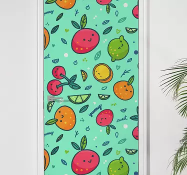 Funny fruit faces glass door decal - TenStickers