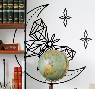 Geometric moon butterfly wall sticker - TenStickers