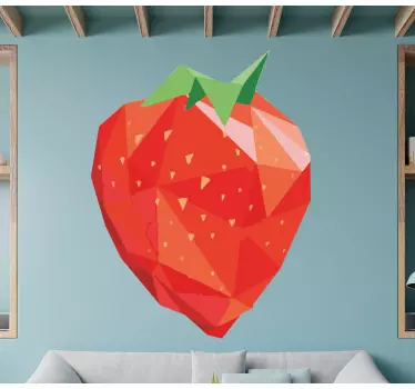 Geometric Strawberry Design fruit sticker - TenStickers