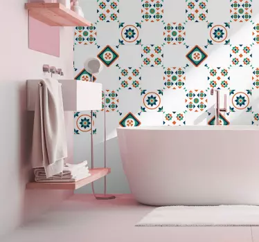 geometric tiles bathroom wall decal - TenStickers