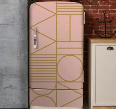 Gold and pink colors block fridge decal - TenStickers
