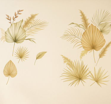 Golden elegant palm leaves wall decal - TenStickers