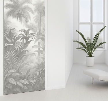 Grey tropical paradise door sticker - TenStickers