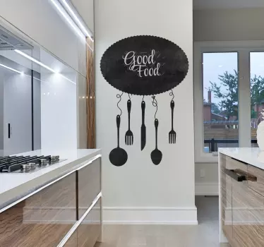 Kitchen utensils chalkboard sticker - TenStickers