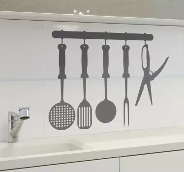 Kitchenware Collection Monochrome Wall Sticker - TenStickers
