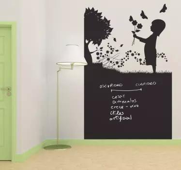 Little Girl In The Meadow Blackboard Sticker - TenStickers