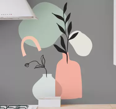 minimalistic colored leaves decals for furniture - TenStickers