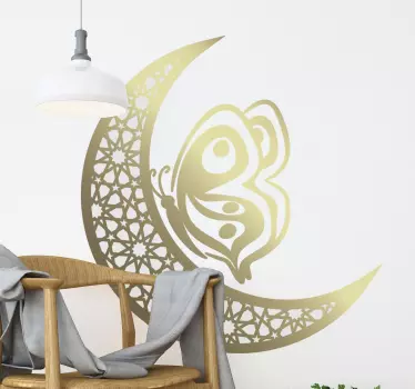 Moon and butterfly mandala  butterfly wall sticker - TenStickers