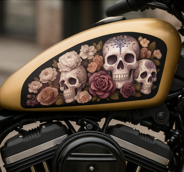 Motorcycle decals dead rose skull - TenStickers