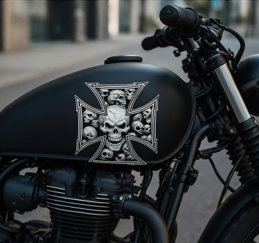Motorcycle decals iron cross skulls - TenStickers