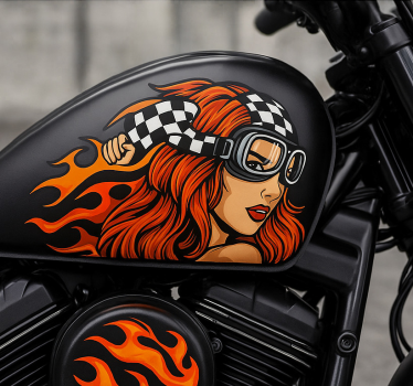 Motorcycle decals vintage goggle maiden - TenStickers