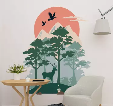 Mountain and forest scene nature wall decal - TenStickers