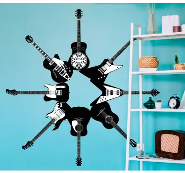 Musical sticker circular guitar design - TenStickers