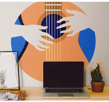 Musical sticker guitar hand design - TenStickers