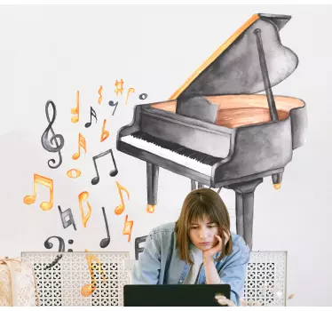 Musical sticker piano with notes - TenStickers